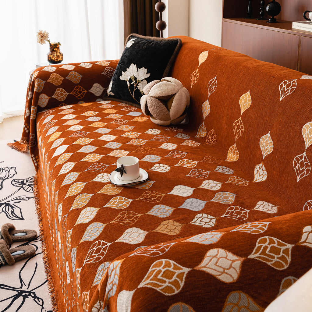 Boho Geometric Sofa Slipcovers Chenille Scratch Resistant Couch Protective Covers