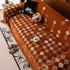 Boho Geometric Sofa Slipcovers Chenille Scratch Resistant Couch Protective Covers