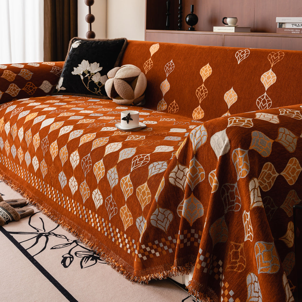 Boho Geometric Sofa Slipcovers Chenille Scratch Resistant Couch Protective Covers