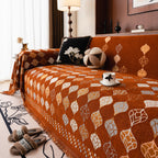 Boho Geometric Sofa Slipcovers Chenille Scratch Resistant Couch Protective Covers