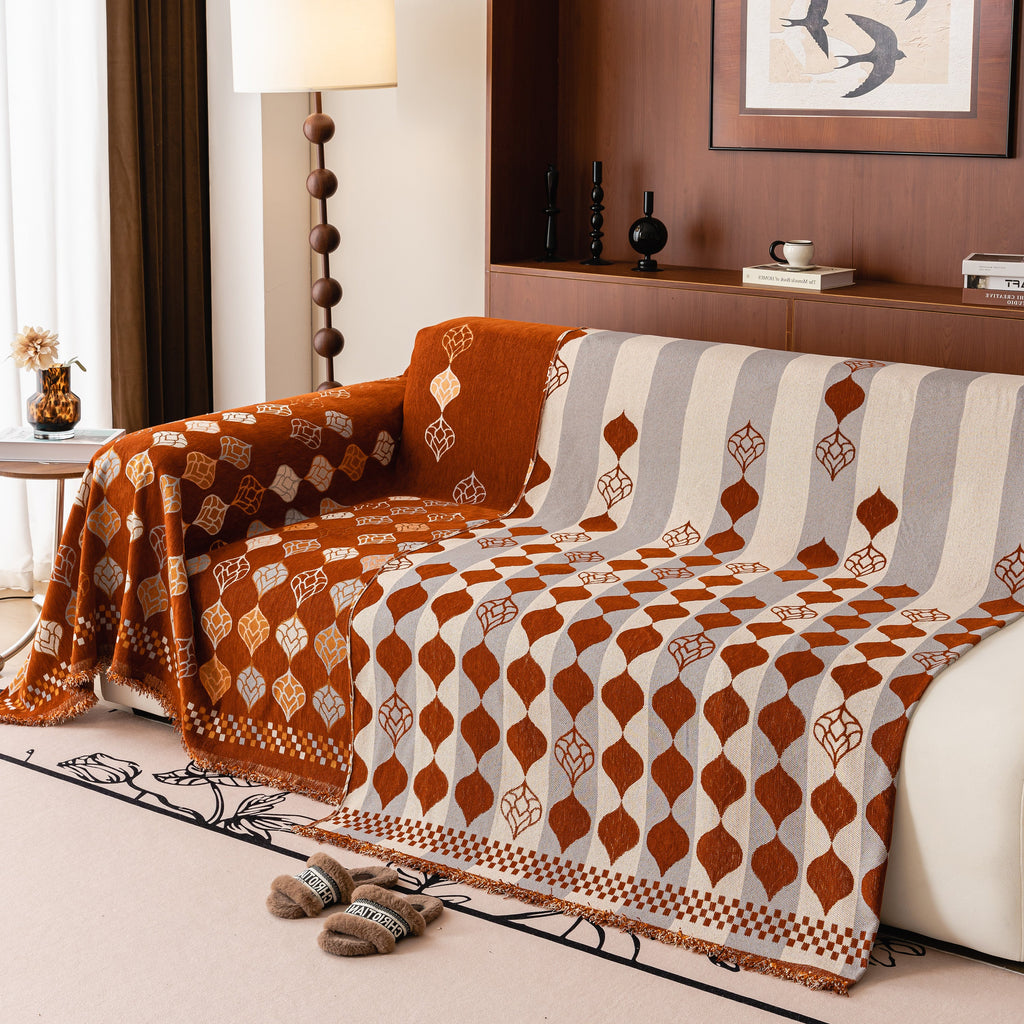 Boho Geometric Sofa Slipcovers Chenille Scratch Resistant Couch Protective Covers
