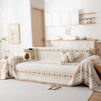 Bohemian Geometric Sofa Throw Cover, Cozy & Protective Ethnic-Inspired Couch Cover