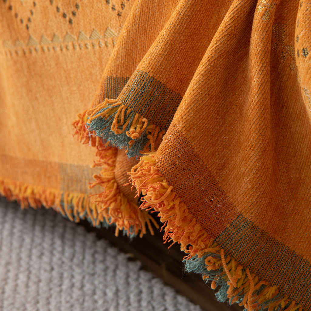 Bohemian Geometric Sofa Throw Cover, Cozy & Protective Ethnic-Inspired Couch Cover
