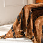 Boho Couch Throw Blanket with Textured Stripes, Sofa Cover for Living Room Decor