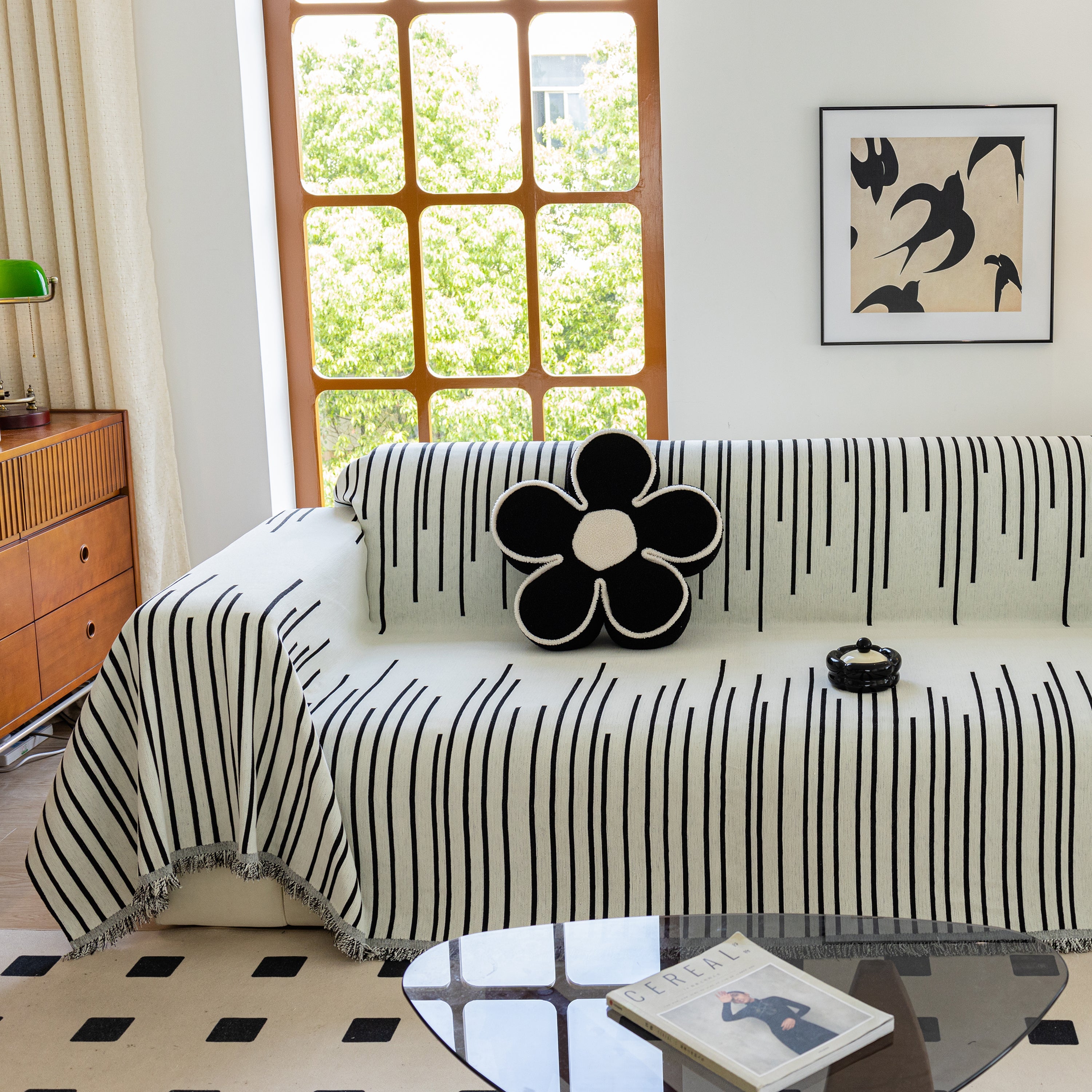 Boho Striped Jacquard Throw Sofa Slipcover Chenille Sofa Throws for Couches for Pets Kids Home Decor