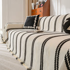 Boho Couch Throw Blanket with Textured Stripes, Sofa Cover for Living Room Decor