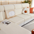Checkered Jacquard Polar Fleece Stretch Sofa Cover, Non Slip Furniture Protector, Couch Seat Cushion Covers
